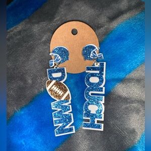 Honolulu Blue Glitter Touchdown Earrings - Detroit Lions Fans! Brand new